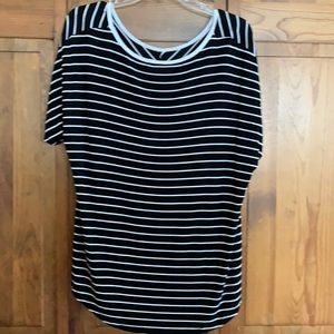 Tunic black white stripes 97% viscose 3% spandex